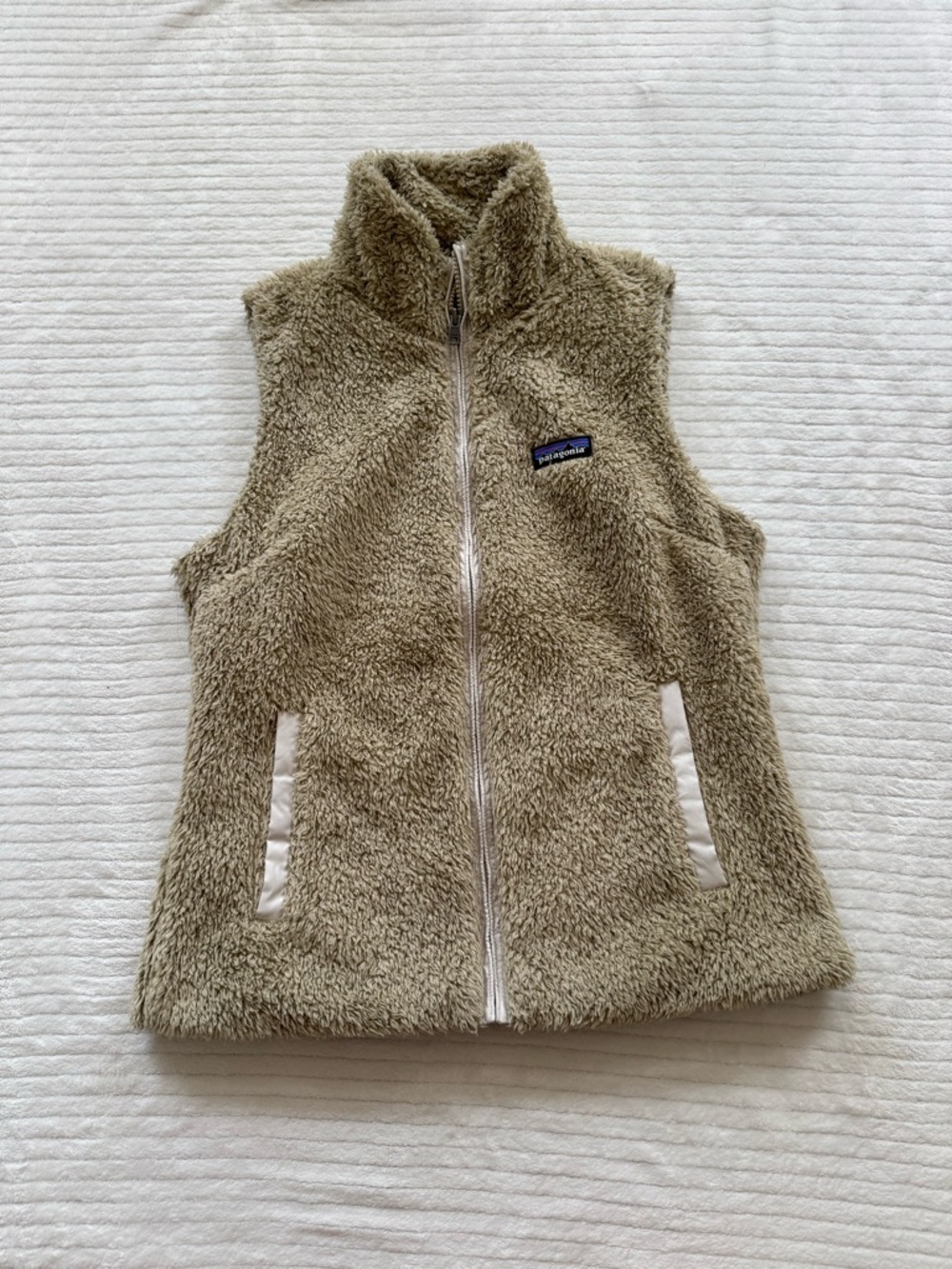 Patagonia Beige Taupe Sherpa Fleece Vest with Zip - Picture 2 of 11